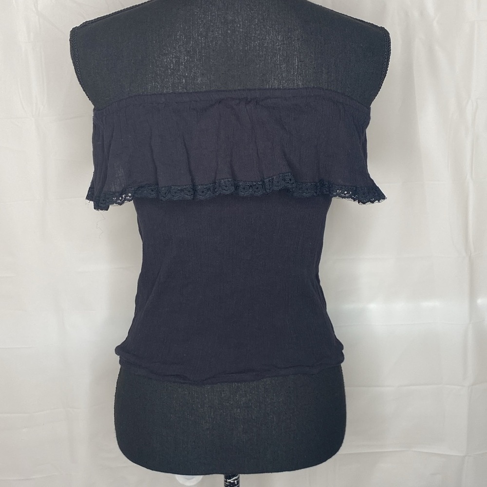 Royal Love Off The Shoulder Ruffled Lace Trim Cropped Top Size M - Picture 3 of 6